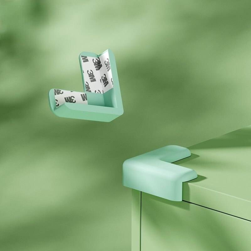 1Pc L T Shaped Babies Table Edge Corner Guards Protection Cover Children Desk Cupboard Corner Anti-collision Silicone Guards Pad: 1pc L-green