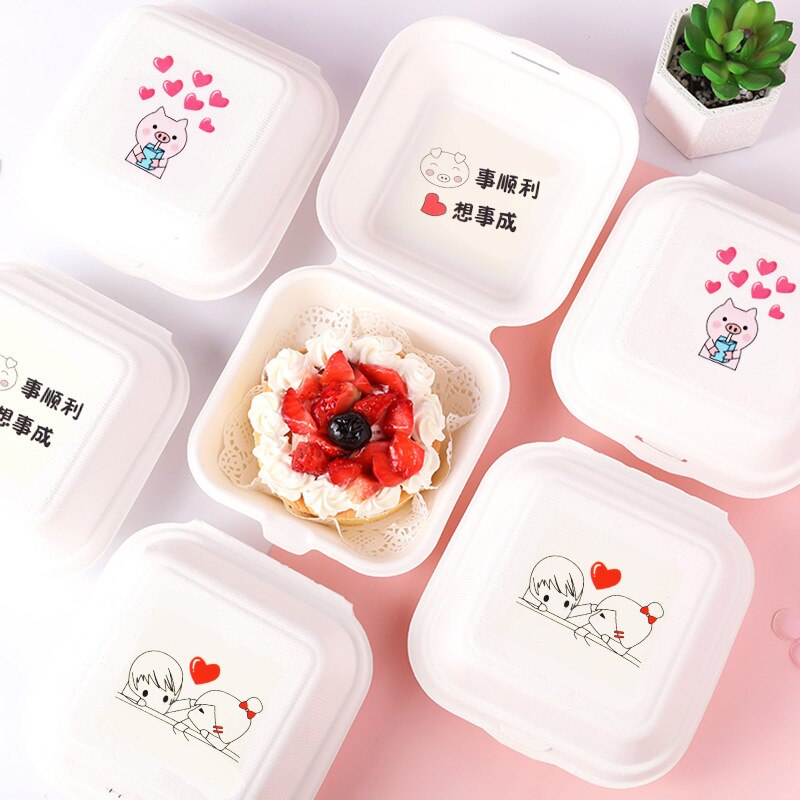 50/80PC Disposable Bento Box Eco-Friendly Lunch Box Bakery Fruit Hamburger Cake Meal Prep Packaging Food Container