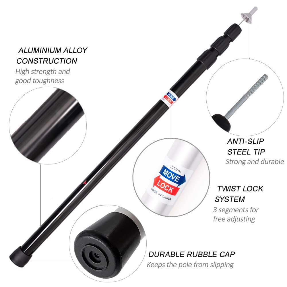 Thicken Aluminum Alloy Tent Pole Adjustable Tent Support Rods Beach Shelter Tarp Awning Pole Poles for Camping Hiking Tent