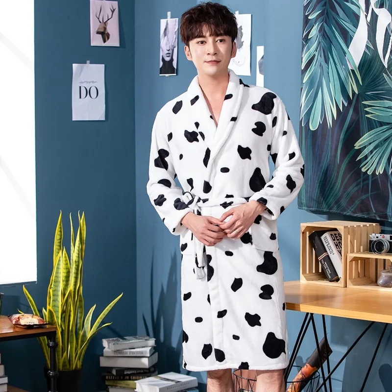 Lang badekåpe i hotellstil til par, korallfleece, flanell, hvit morgenkjole, damenattøy, herrepysjamas, høstvinter