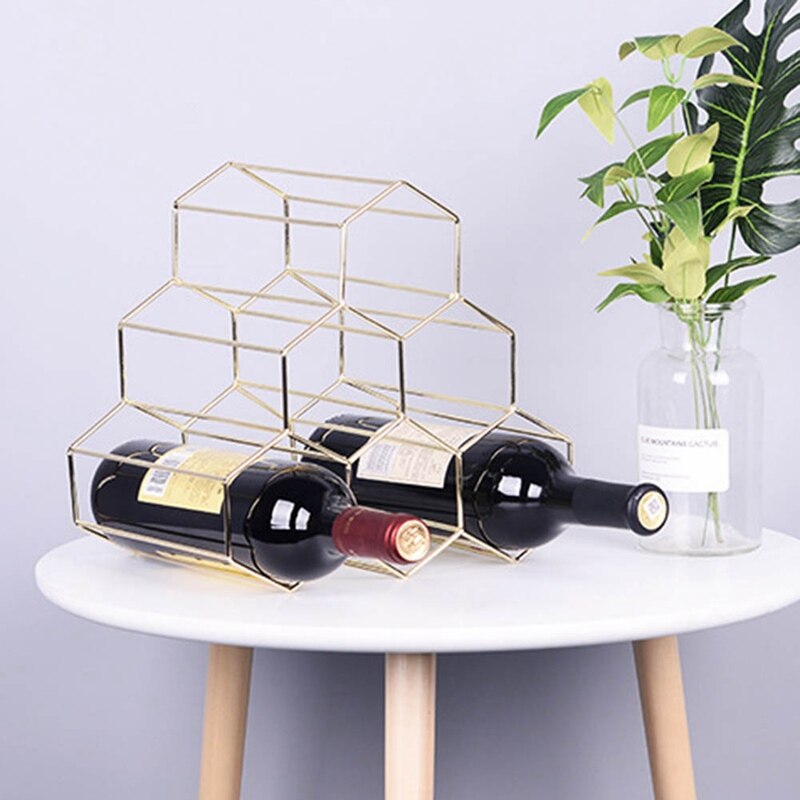 Metal Geometric Wine Rack Nordic Simple Household Grape Wine Rack Restaurant Living Room Bar Cabinet Display