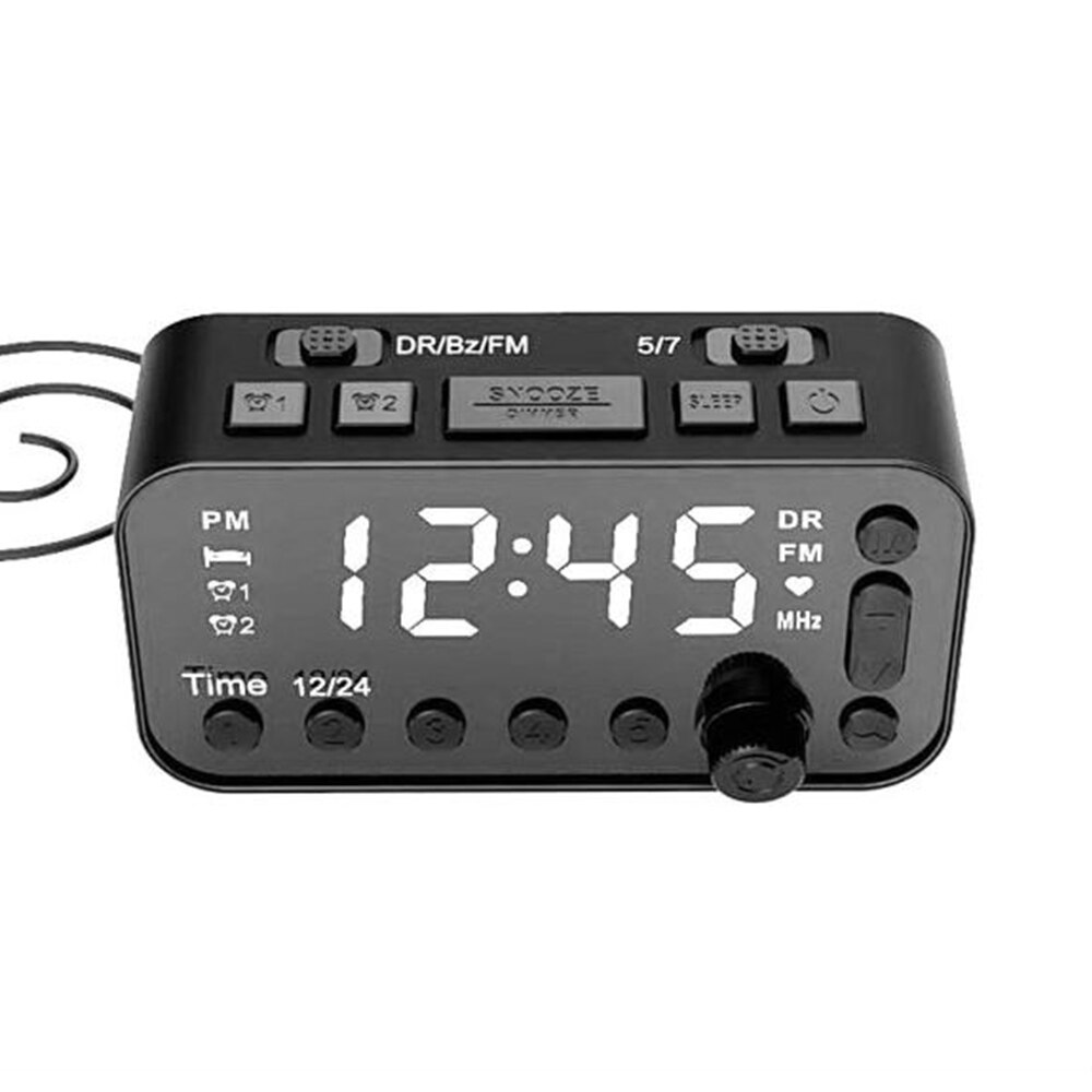 DAB &amp; FM Radio Digital Alarm Clock LCD Backlight Dual USB Port Sleep Timer for Office Bedroom Travel
