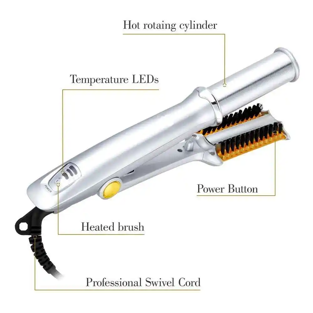 Professioneller Luft-Lockenstab, max. 2-Wege-rotierender Lockenwickler, 2-in-1, elektrische Heizung, Glättung, Lockenwickler, Bürsten, Instyler