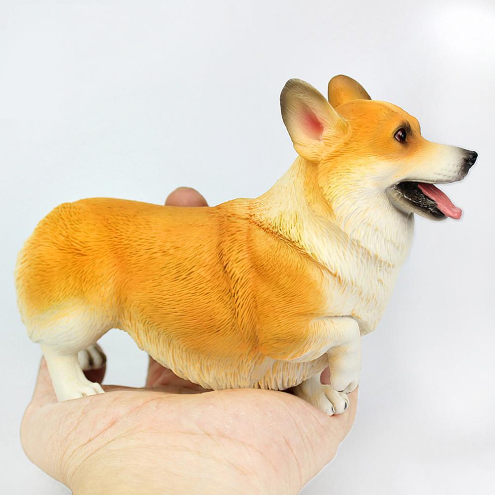 Levensechte Corgi Hond Diermodel Pvc Effen Beeldje Desktop Ornament Kids Speelgoed