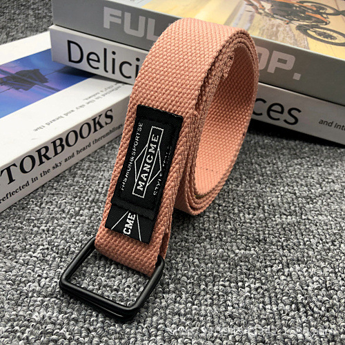 Cinturón de lona tejido con doble hebilla a la de 120cm para mujeres y hombres, accesorios para cinturones deportivos: Rosa