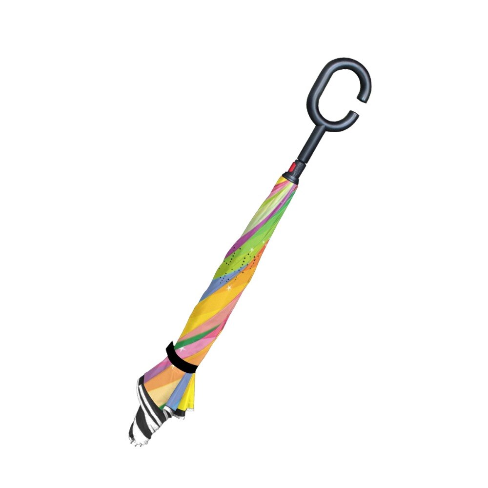 Abstract Stripes Windproof Reverse Double Layer Inverted Umbrella Self Stand Rain Protection C-Hook Hands For Car Women Umbrella