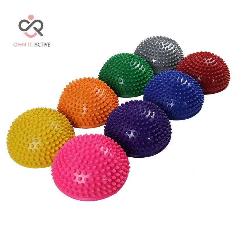 Purple PVC Inflatable Yoga Ball Massage Point Half Fitball Balance Trainer Stabilizer GYM Pilates Fitness Balancing Bosu Ball 22