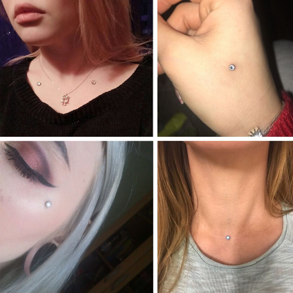 1 pieza G23 Piercing de titanio Micro Dermal CZ gema Micro ancla dérmica cristal Top Piercings dérmicos Piercing de superficie 14G joyería del cuerpo