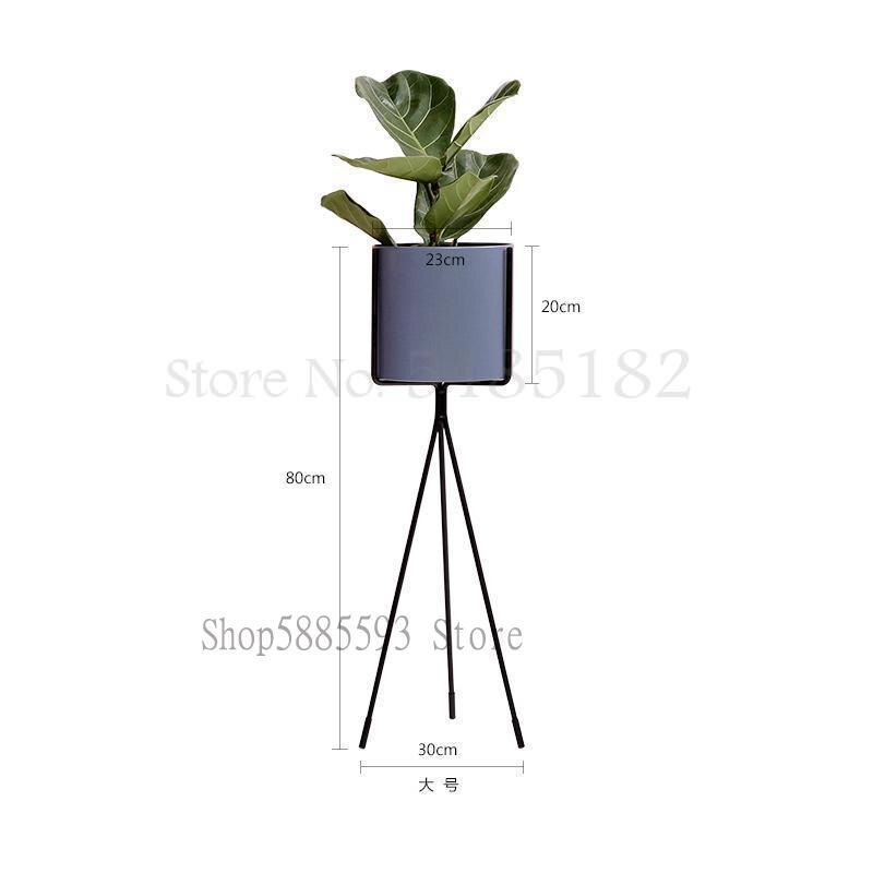 Scandinavische smeedijzeren bloemenstandaard, eenvoudig en stijlvol, balkon, woonkamer, binnen, staand, groen bloemenrek: 80 x 30 x 20cm 4