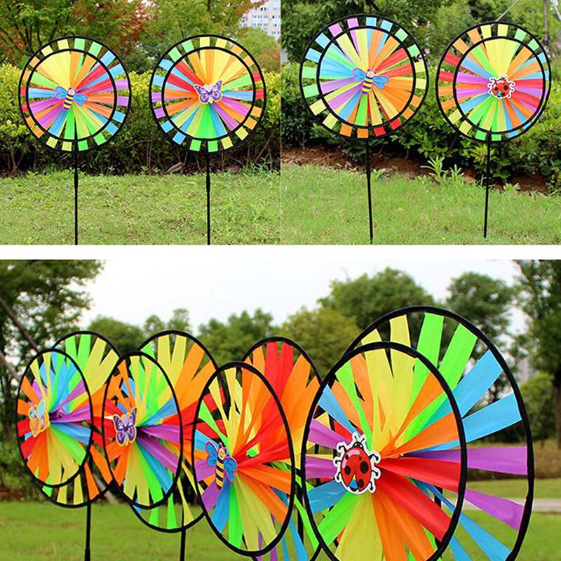 1pc coloré Polyester roue moulin à vent pour enfants activités de plein air et décoration de jardin enfants moulin à vent jouet