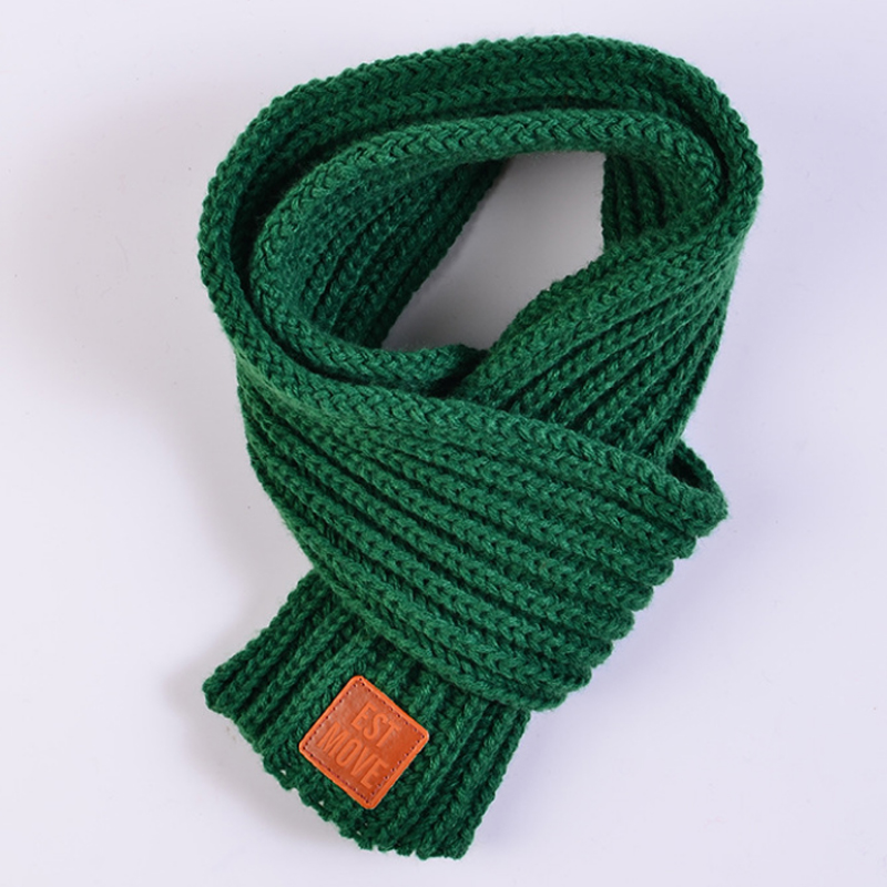Populaire garçons filles tricoté écharpes belle automne hiver nouveaux enfants offre spéciale mignon bébé solide écharpe 1PC: Vert
