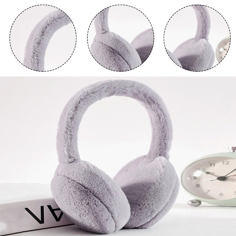 unisex carino Faux peloso paraorecchie fascia inverno caldo esterno antivento tinta unita pieghevole soffici copri orecchie scaldini cerchio per capelli