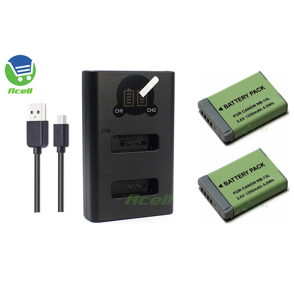 NB-13L Battery + LCD USB Dual Charger for Canon PowerShot SX740 SX730 SX720 SX620 HS PowerShot G7X G1X Mark III Camera
