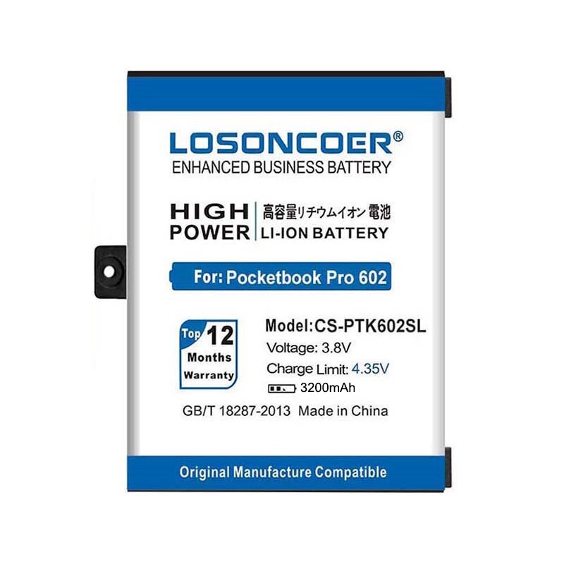Losoncoer 3200 mah cs-ptk 602sl 1 icp 4/40/60 1 s 1p hyvä akku pocketbook pro:lle 602/603/612/902/903/912/920 920. w pro 920