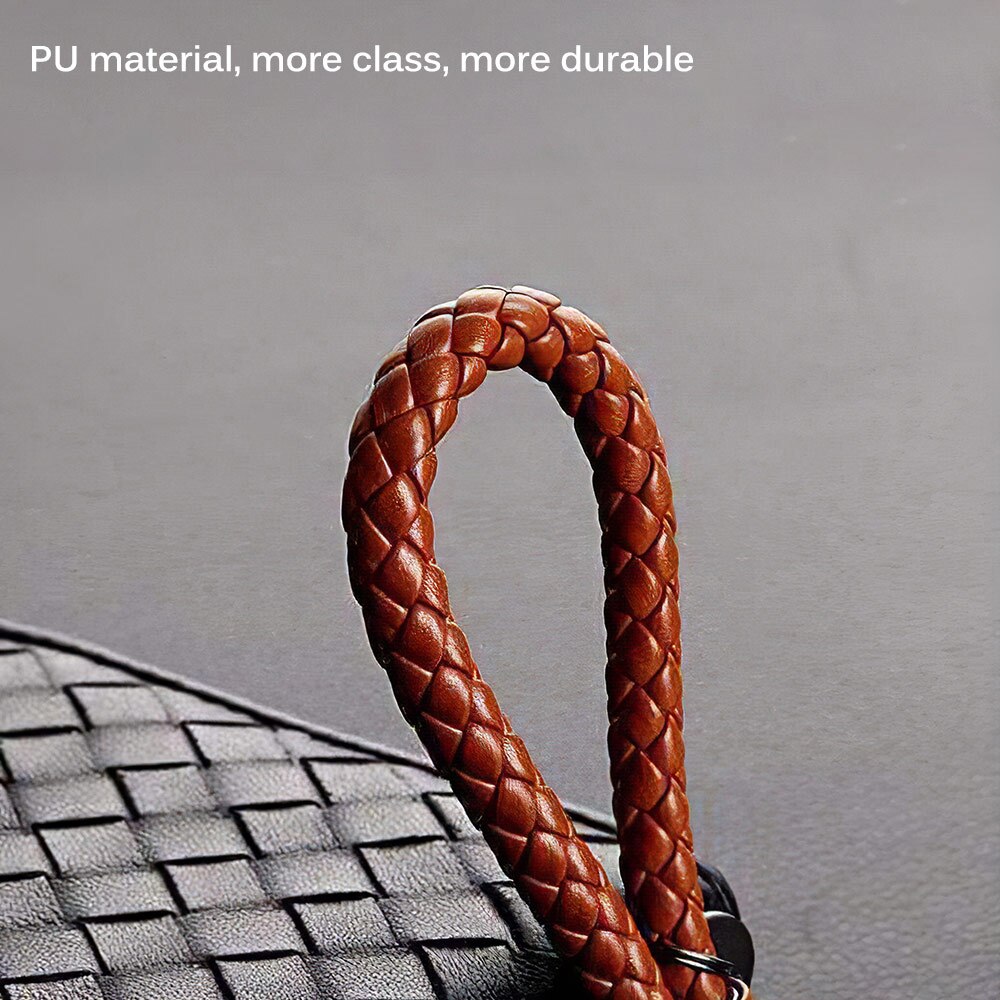 Key Ring for Car Key Door Key Buckle Hand Woven Men Women Pendant Classic Black Woven Keychain Leather Woven Ropes