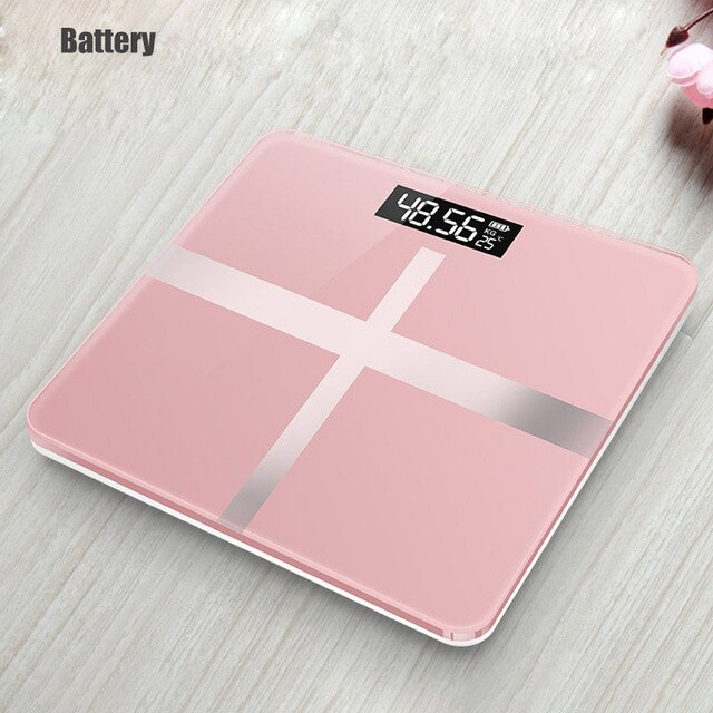 HQ bathroom floor body scale glass smart electronic scales USB charging LCD display body weighing home digital weight scale: battery 3