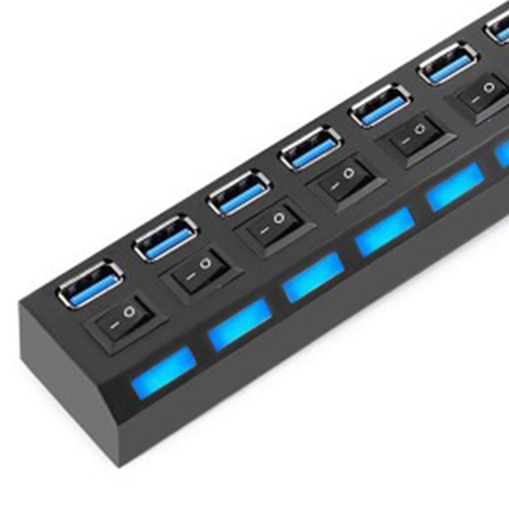 USB Hub 3.0 USB Splitter Multi USB 3 2.0 Hub Multiple 7 Port Hab Splitters Use Power Adapter Computer Accessories Hub For PC