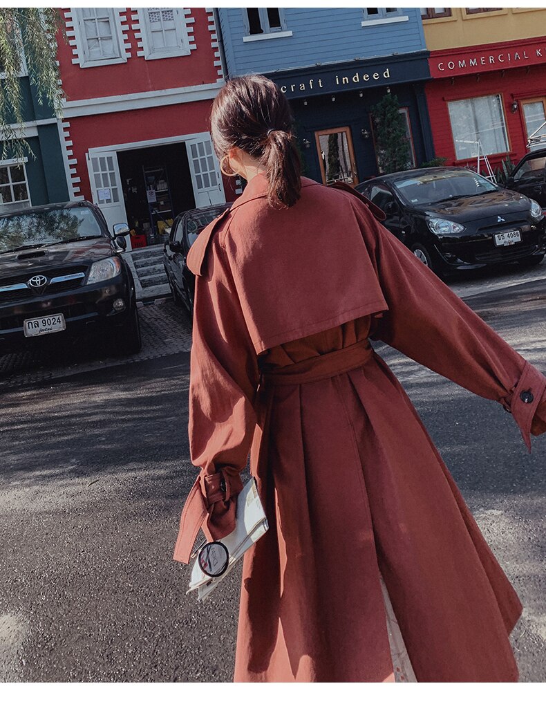 Autumn Women Trench Coat With Belt Drouble – Grandado