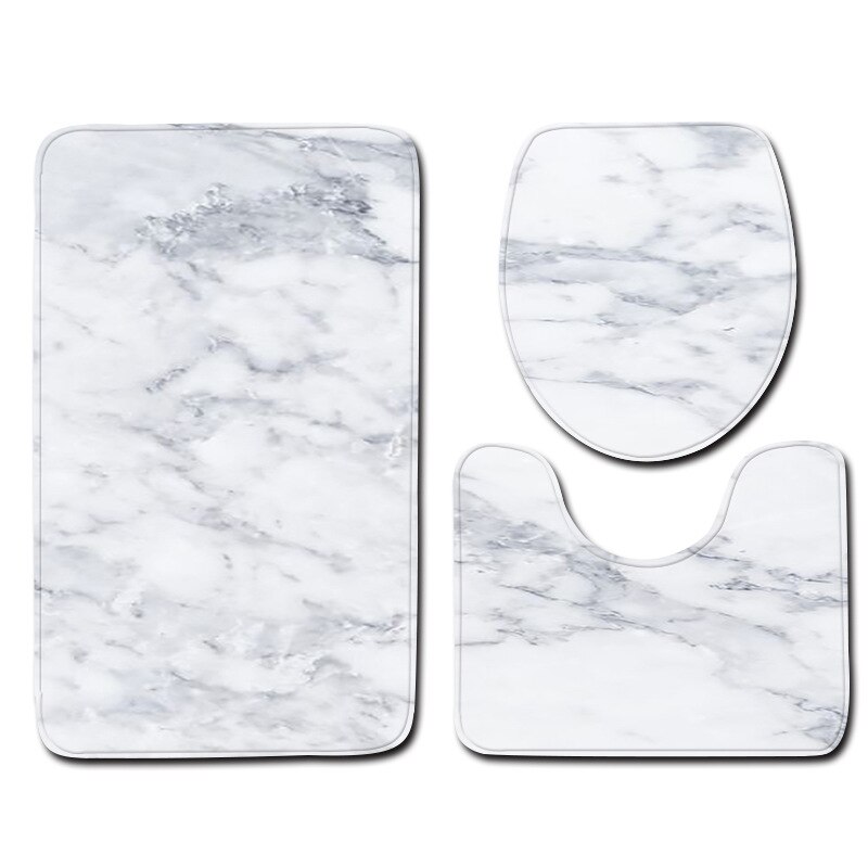 3Pcs Badkamer Tapijt Badmat Set Marmer Gedrukt Floor Mat Flanel Wc Tapijten Antislip Keuken Badkamer Tapijt wc Mat Tapete: Style 3 / S  45x75cm