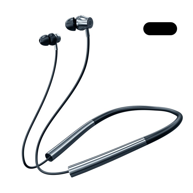 KTUXB-auriculares inalámbricos con Bluetooth 5,0, dispositivo con banda magnética para el cuello, a prueba de agua IPX5, con micrófono y cancelación de ruido: Black
