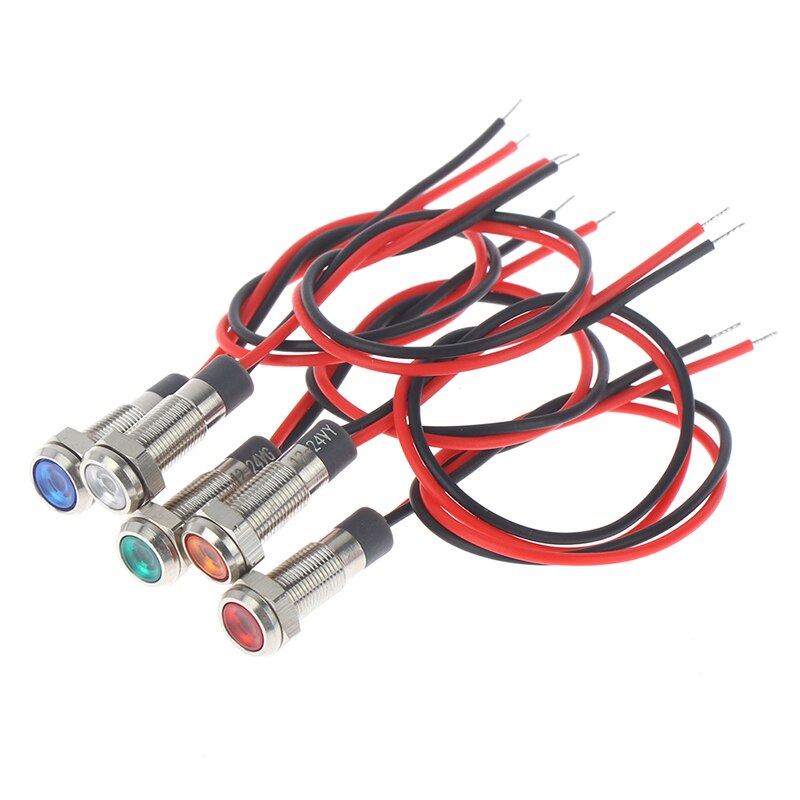 IP67 Waterproof LED Metal Warning Indicator Light 6mm Pilot Signal Lamp 3v-6v/12-24V /220v Red Yellow Blue Green White