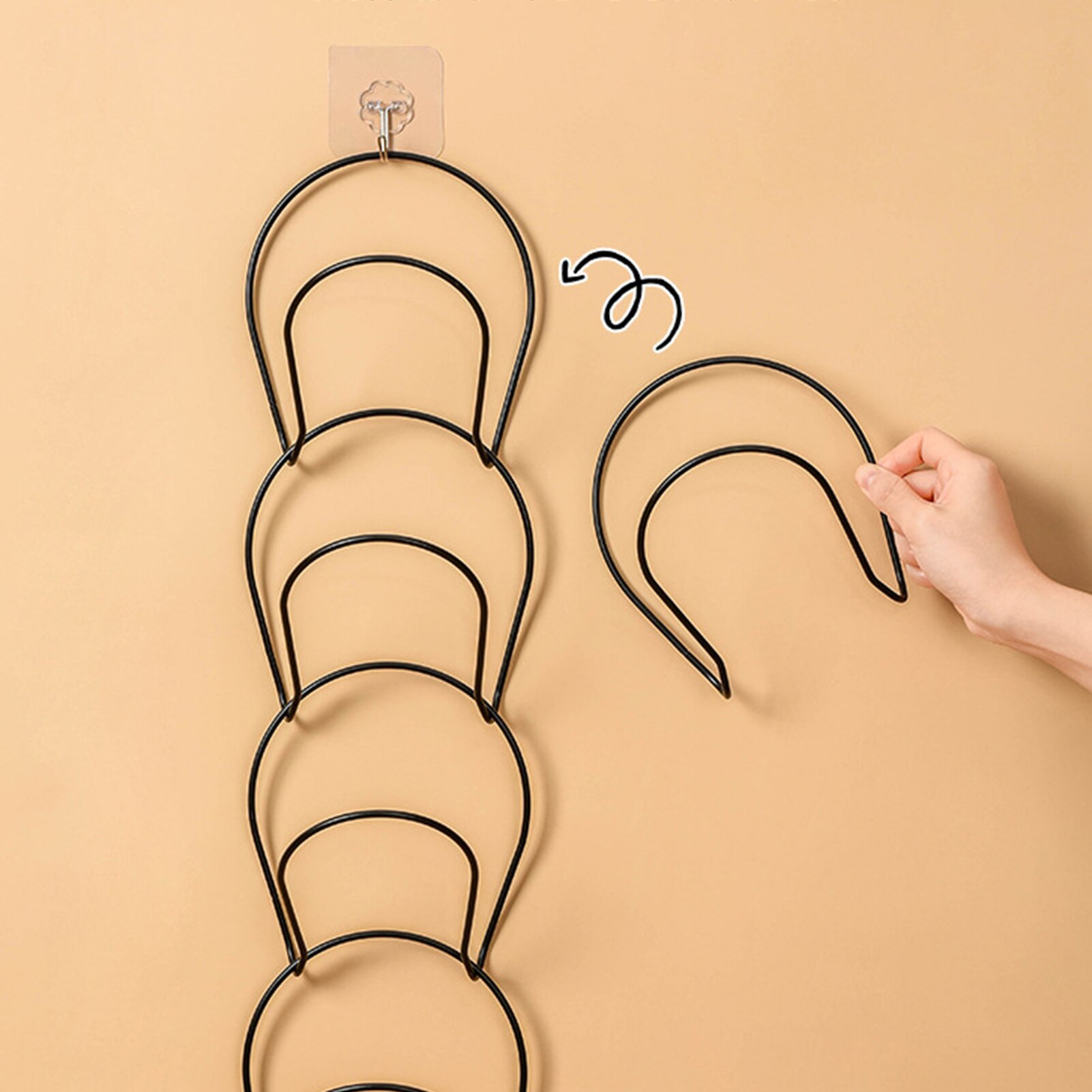 Estante de almacenamiento redondo para gorras de béisbol, soporte de exhibición de hierro para puerta o pared, para armario, ropa, bufanda, toalla, 5 unidades