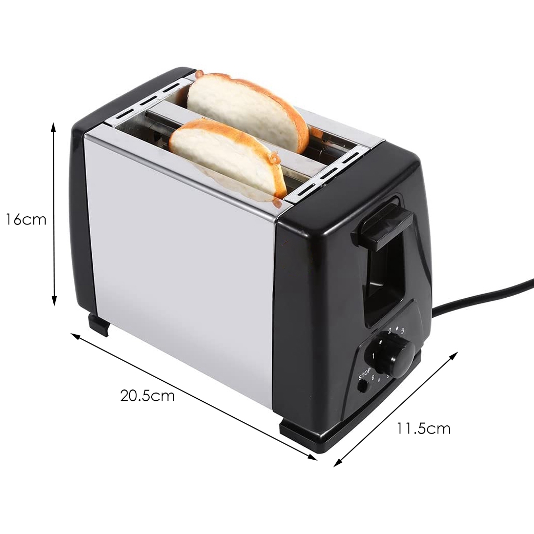 Toaster 2 Slice Stainles Steel Bread Extra Wide Slot Compact Toasters,Electrical Small Bread Machine for Waffles,US Plug