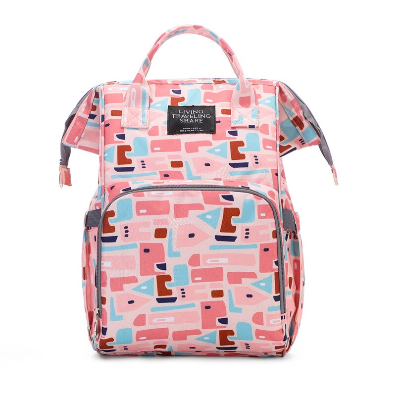 Multi-Functionele Canvas Mummie Zak Mom Verpleging Reizen Baby Zuigfles Aiaper Rugzak Grote Capaciteit Contrast Kleur Mother': Pink Graphics