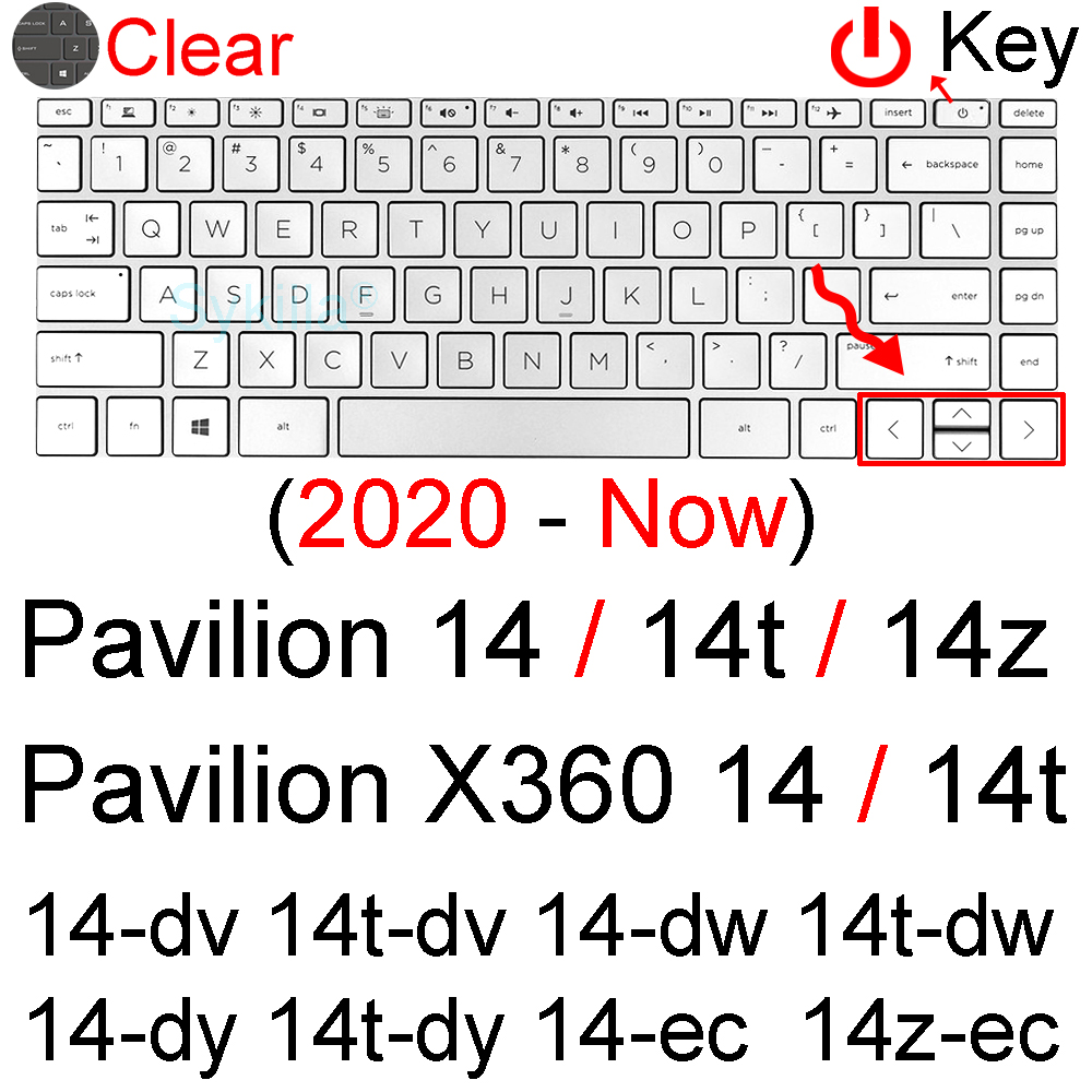 Keyboard Cover for HP Pavilion 14 X360 14t Touch 14t-dv 14t-dw 14t-dy 14-BA 14-BF 14-AB Silicone Protector Skin Case Accessories: Clear 2020-Now