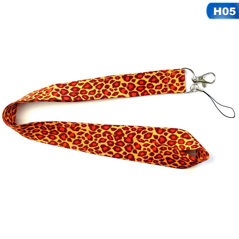 Moderno llavero con cordón de teléfono móvil tarjeta de identificación con estampado de leopardo, correas de cuello de Teléfono Animal con llavero