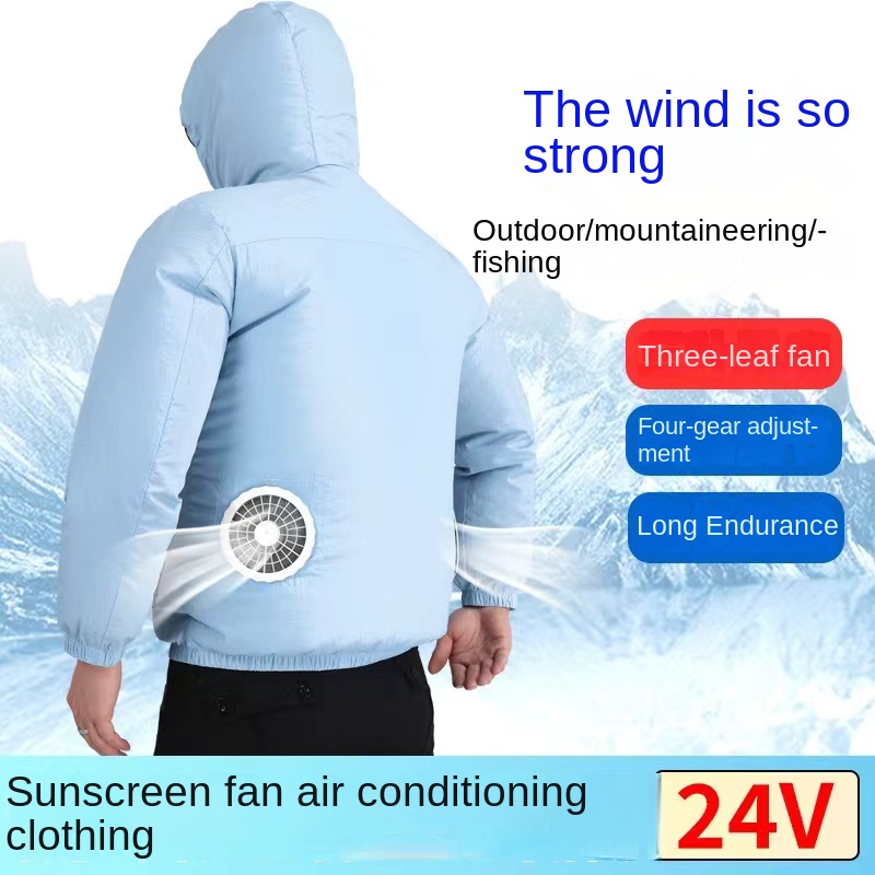 Cool Fan Jacket ricarica USB da uomo raffreddamento condizionatore d'aria vestiti estate escursionismo vestiti protezione UV esterna cappotto con cappuccio donna