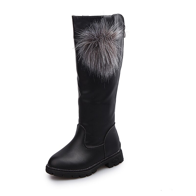 winter boots for girls leather shoes Children Girl princess knee-high Boots Anti-Slip Infant Kids Baby Shoes SC103: SC103Black / 31