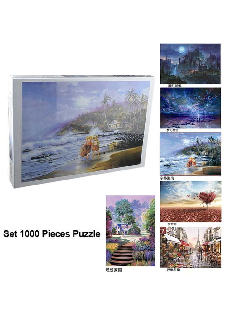 1000pcs/set Colorful Rainbow Round Geometrical Photo Puzzle Adult Kids DIY Educational Reduce Stress Toy Jigsaw Puzzle Paper