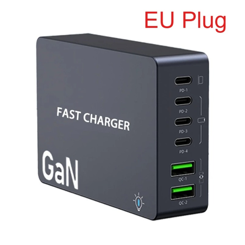 990W GaN Quick Charger 4 USB C 2 USB A Desktop Multi Port Socket Connector Chargers For Laptop Cellphone Tablet PD Fast Charging: RED