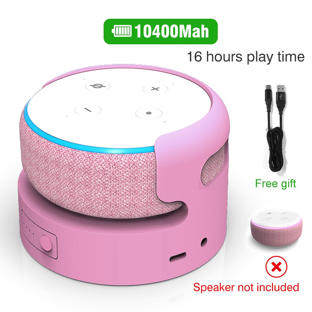 Pack de batterie pour Echo Dot 3ème Base de batterie pour Echo Dot 3 monture pour support chargeur portable, accessoires de Station d'accueil: 10400mAh DT03 plum