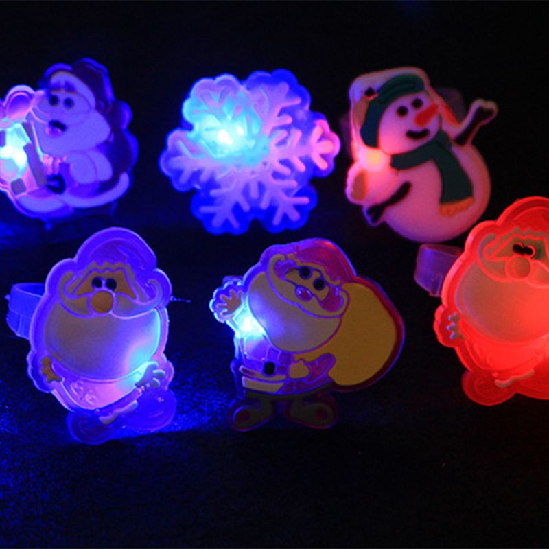 Weihnachten LED Ring Luminous Flash-Finger Ringe Spielzeug 50 Pack Party Favor Blinkt Gelee Gummi Ringe Kinder Erwachsene Box sets