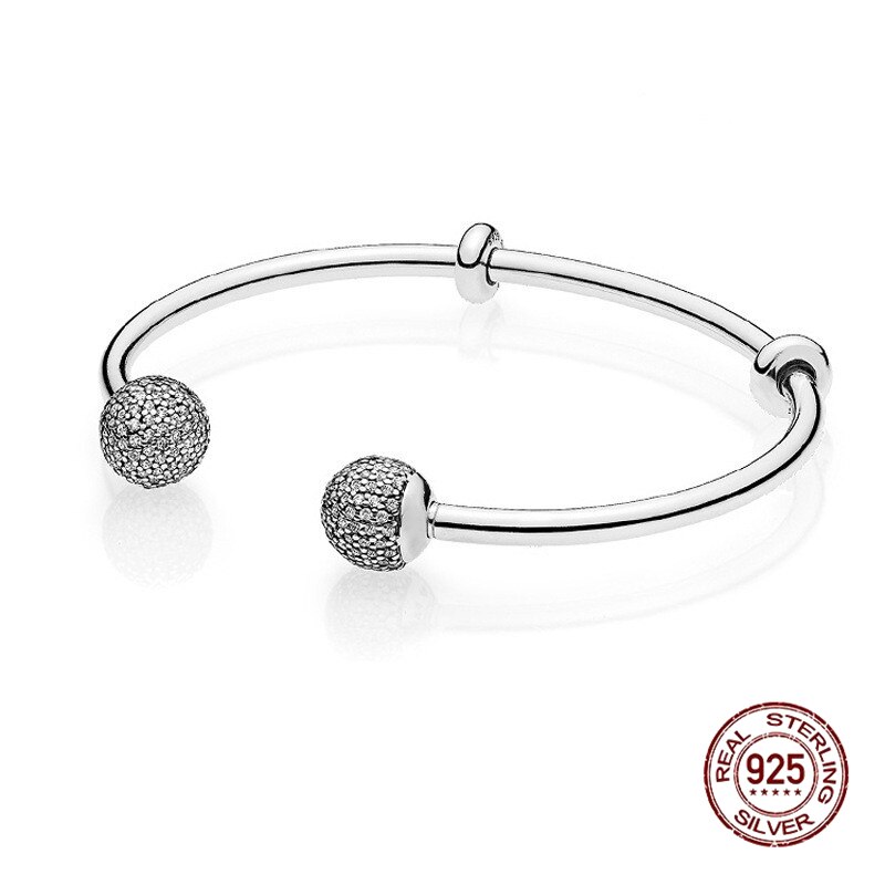 925 sterling silver classic open bracelet solid bracelet suitable for ladies original charm beads exquisite