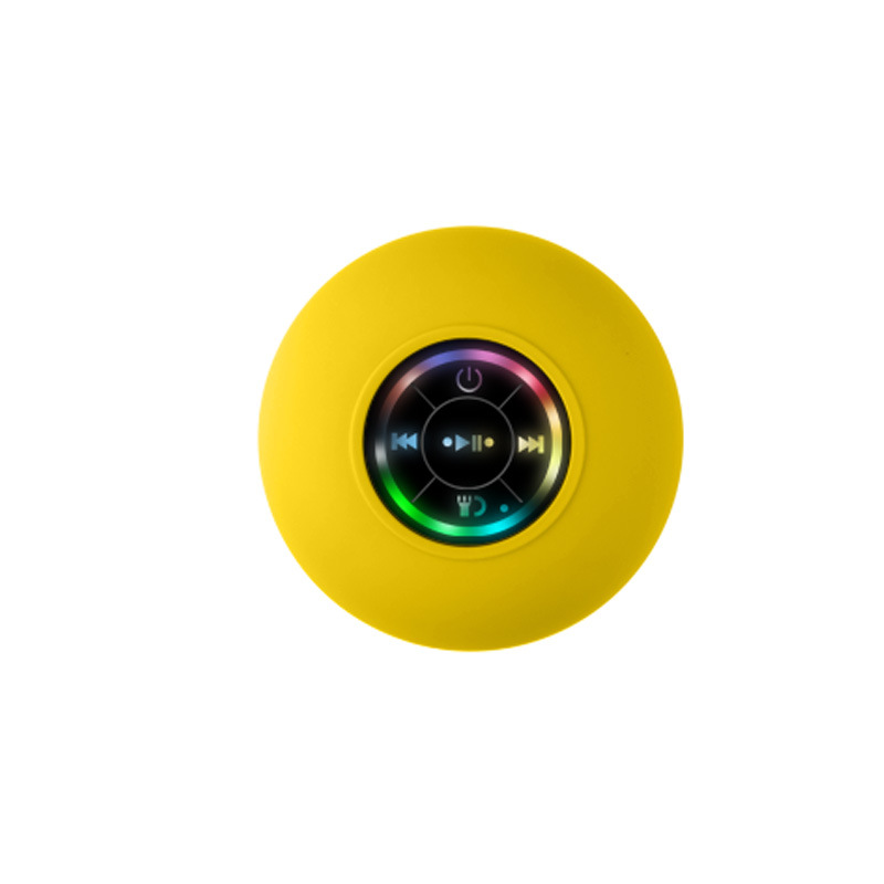 Mini-Bluetooth-Lautsprecher, wasserdicht, für Badezimmer, Audio-, kabellose Duschlautsprecher, RGB-Licht für Telefon, Soundbar, freihändiger Autolautsprecher: Gelb