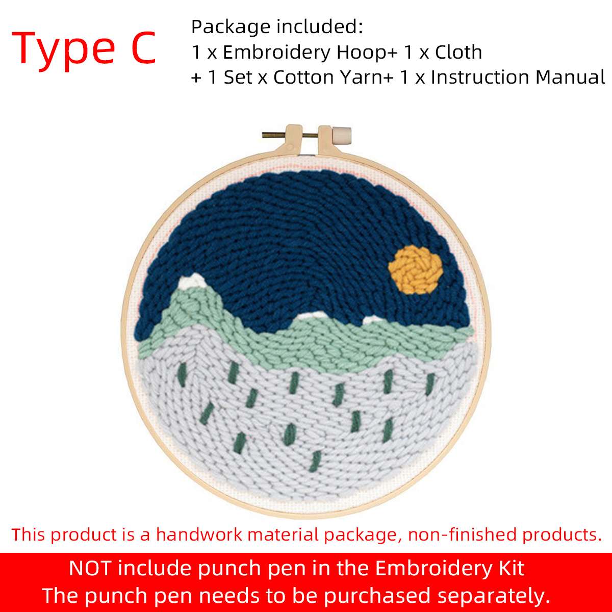Diy broderi regnbue håndarbejde håndarbejde begynder korssting kit klud maleri broderi cirkel boligindretning hoop nål: Landskab 5