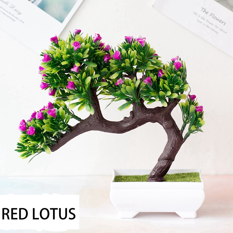 Plastic Rose Flower Artificial Plant Potted Table Room Decoration Ornaments Party Christmas Simulation Bonsai Craft Green Plant: Style 6