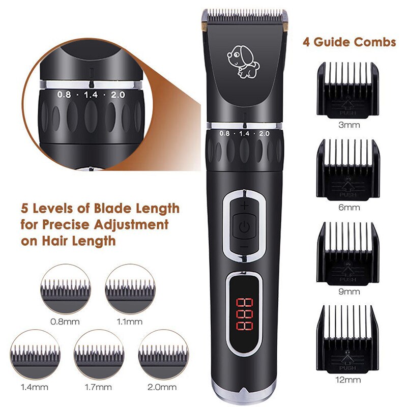 LCD display pet hair clipper dog shaving large dog Teddy USB charging hair clipper