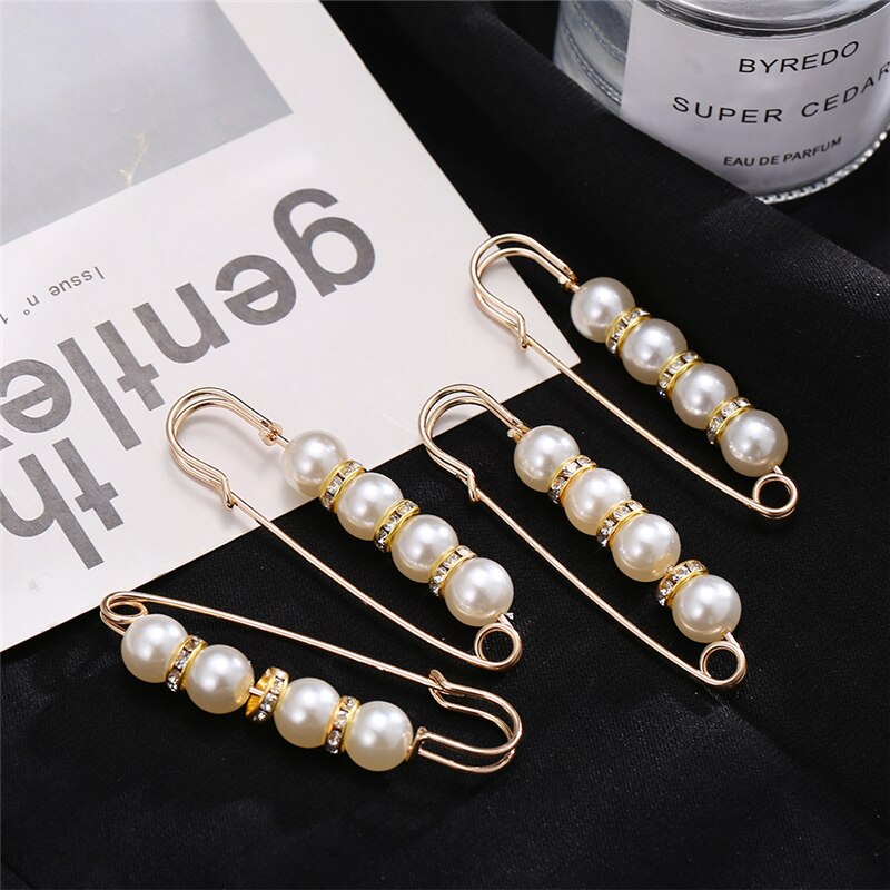 17KM-Alfileres de ropa de perlas Vintage para mujer, conjunto de broches con hebilla para vestido y pantalones, accesorios de tendencia, joyería,: CS5309212