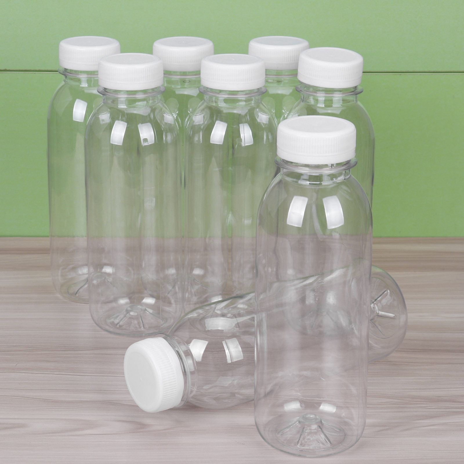 300/350/400ml Transparent PET Beverage Bottles Plastic Empty Soft Drink Storage Containers Bottle Jars with Lids for Juice Milk