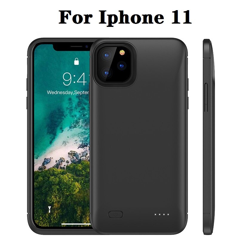 10000mah Power bank case For iPhone 11 Pro Max case Battery Charger Case For iPhone 6 6s 7 8 Plus Power Bank Charging Case: Black For 11