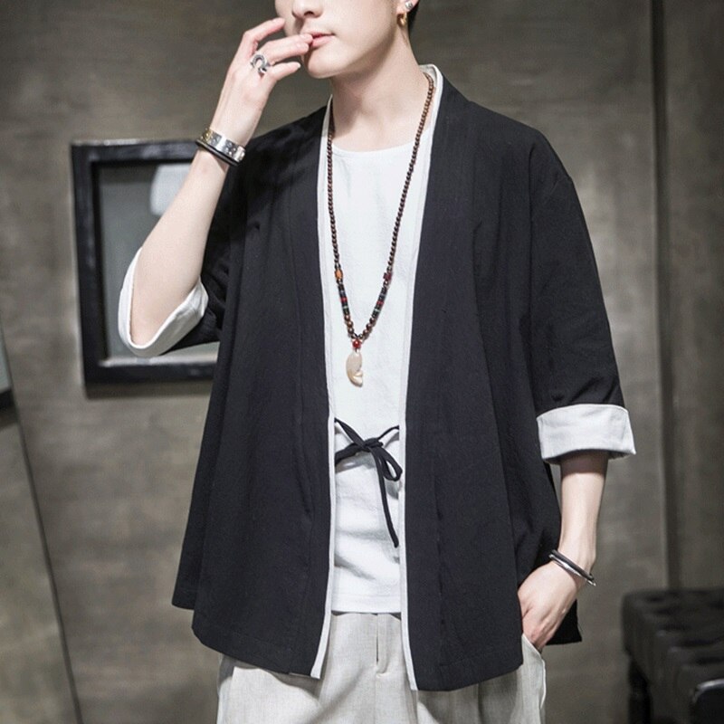 Traditional chinese clothing for men Oriental male bomber jacket kung fu wushu clothing Chinese linen shirts men KK001