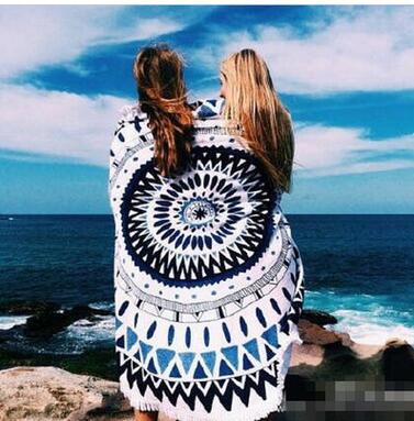 150*150 cm dunne stijl Ronde Strandlaken badhanddoek mat strand zonnebrandcrème sjaal: blue