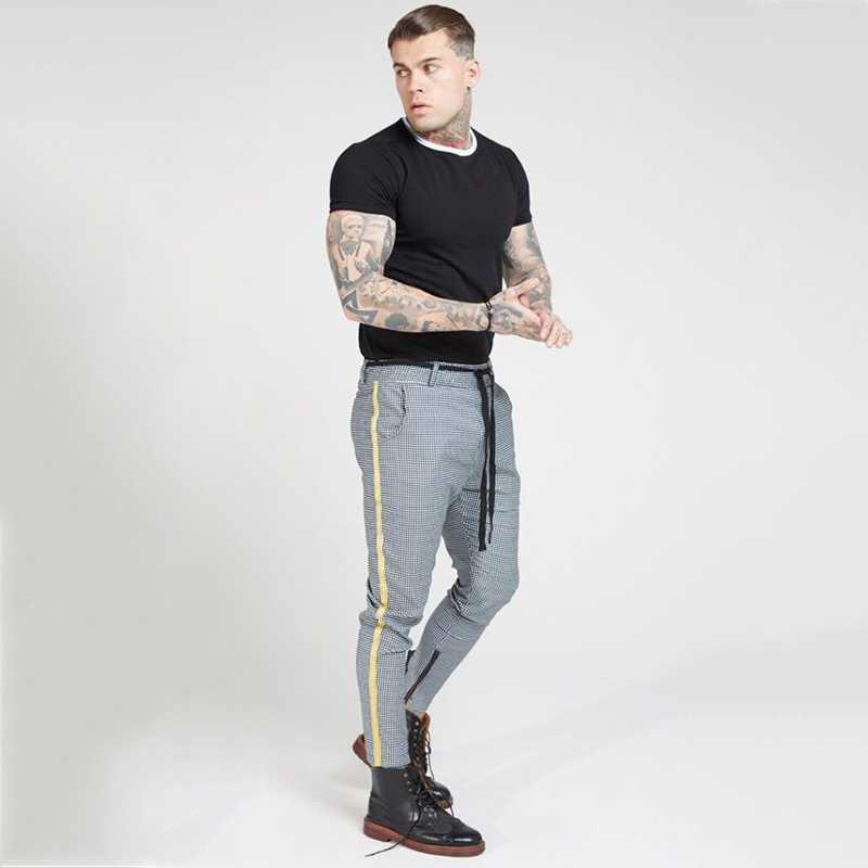Plaid Hosen Männer Hüfte hüpfen Streetwear Jogginghose Dünne Hosen Männer Turnhallen Kleidung Chino Herren Jogger Hosen