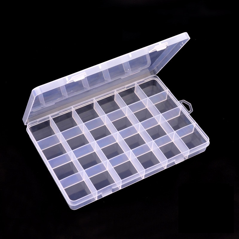 1pcs 24 Slots Transparante Plastic Opbergdoos Organizer Case Nail Art Edelstenen Sieraden Kralen Decoratie Container