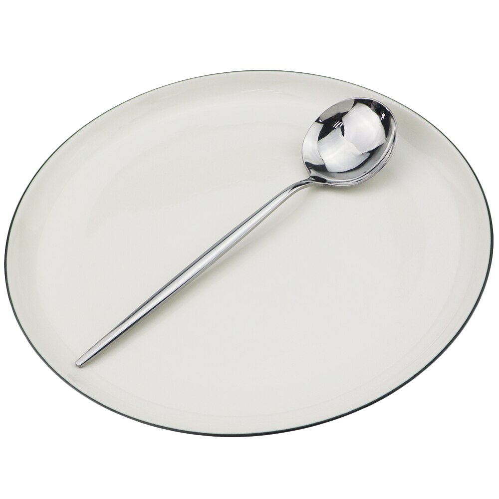 Silver Cutlery Set Stainless Steel Dinnerware Set Knife Dessert Fork Coffee Spoon Dinner Set Kitchen Tableware Silverware Set: 1Pcs Silver Spoon