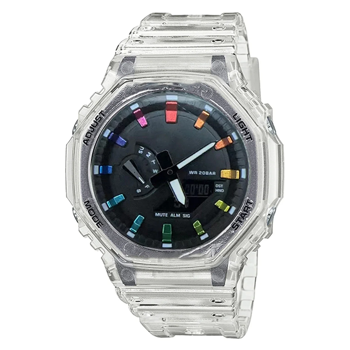 GA-2100 Men's Watch Waterproof and Shockproof Date G Sports Alarm Clock Multi SHOCK functional LED Dual Screen Watch: Rose